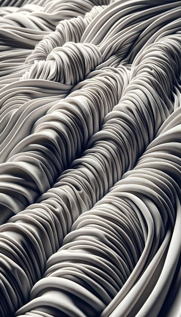 a close-up image of shirred fabric in elegant drapery, demonstrating the gathered texture and how it adds depth and interest