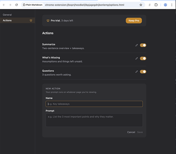 Screenshot of a settings interface for an app with a focus on dark mode and personalization options.