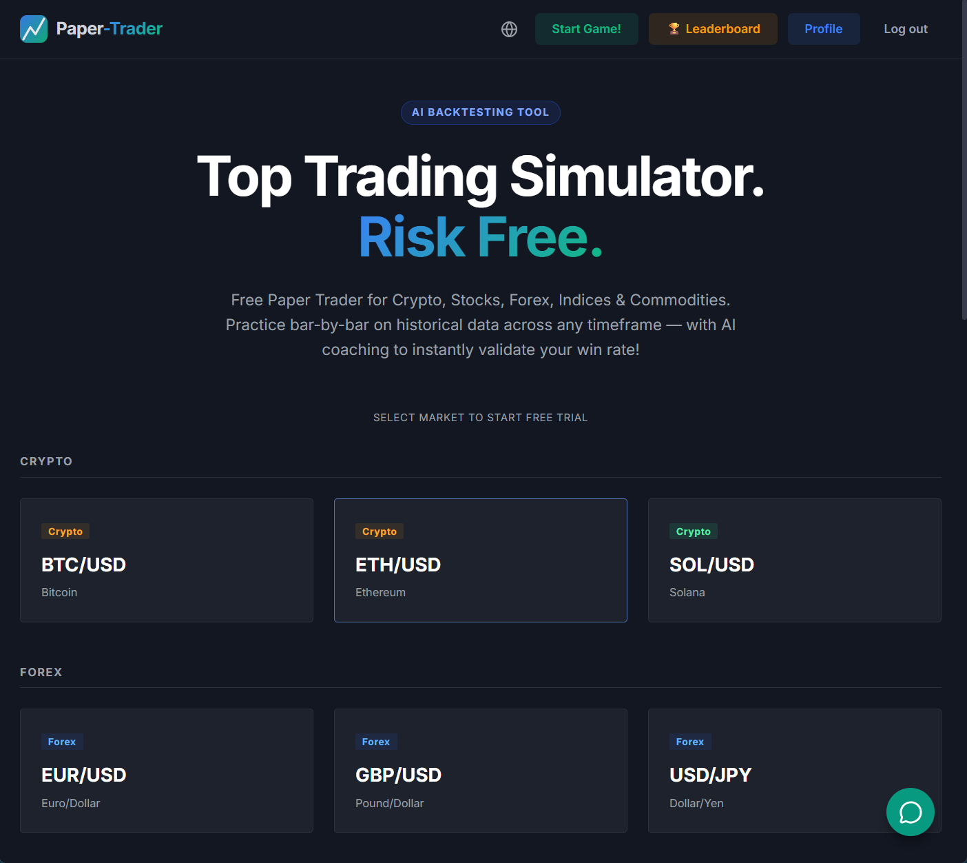 PaperTrader – Practice risk-free trading on historical markets with AI coaching