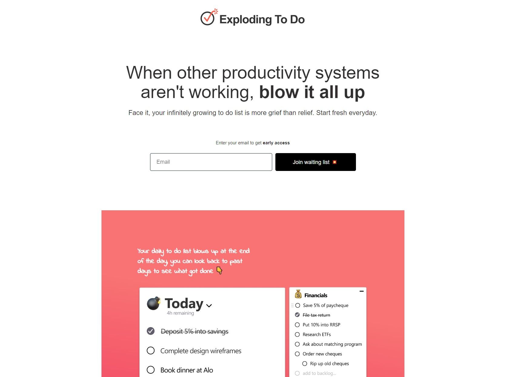 Exploding To Do: A to do list that blows up every day | BetaList