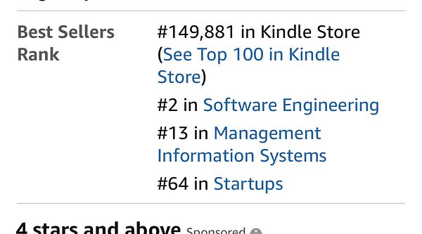 The image displays a best sellers ranking for a book in various categories on the Kindle Store.