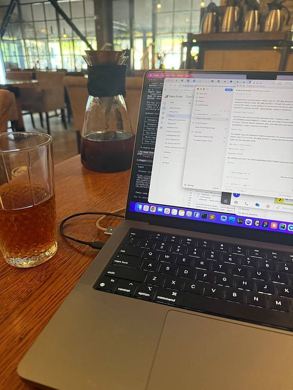 Screenshot of a Google Sheets-like plugin interface with a task panel open for updating a sheets plugin.