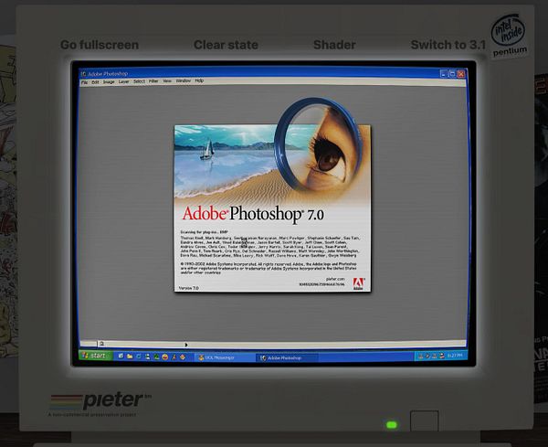 Screenshot of Adobe Photoshop 7.0 interface running on Windows XP with a pixel art image open.