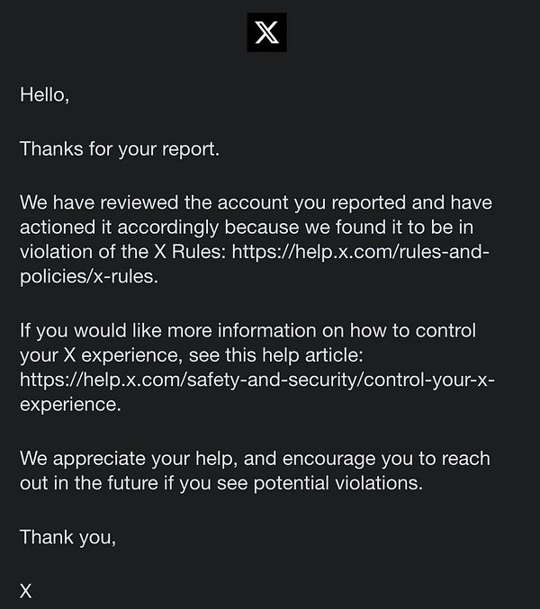 Screenshot of a Twitter conversation reporting a death threat to get an account suspended.