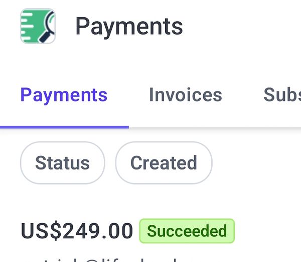 The image displays a payment confirmation interface showing a successful transaction.