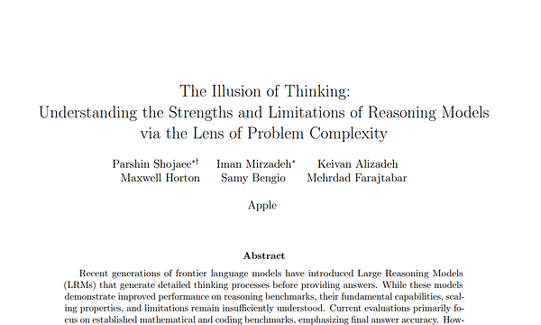 The image displays the title page of a research paper discussing reasoning models and their complexities.