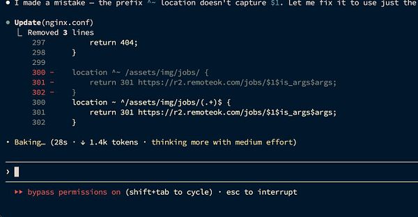 Screenshot of an Apache server configuration file with rewrite rules to add 301 redirects and avoid 404 errors.