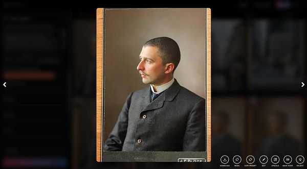 A vintage portrait of a man displayed in an image viewer interface.