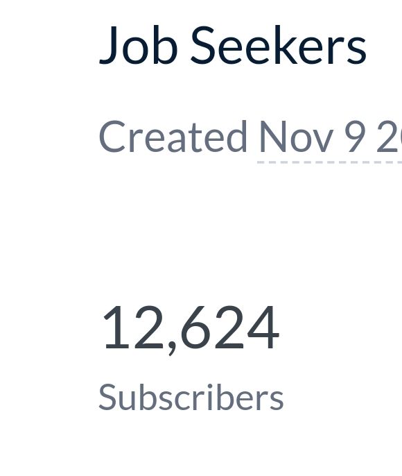 The image displays a subscriber count for a newsletter targeted at job seekers.