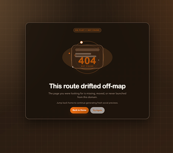 A stylized 404 error page with a ghost character and a branding-themed 'Not Found' message.