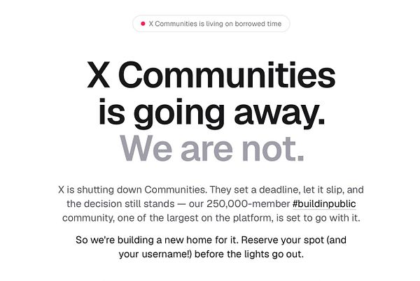 Screenshot of a web page showing 'Welcome To The Community' with an active countdown timer and navigation menu.