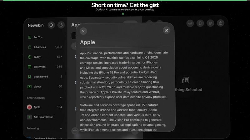 Screenshot of Newsbin: RSS Feed Reader