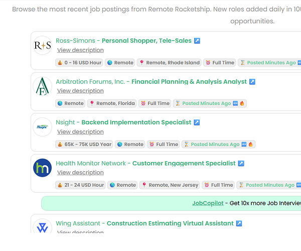 Screenshot of a web-based job board interface displaying various sponsor job postings and filters.