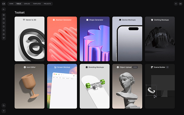 Screenshot of the Morflax Studio toolset interface featuring 3D models and various editing menus.