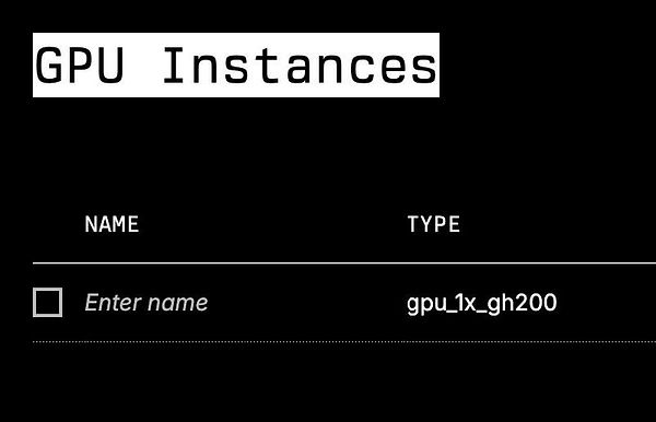 The image displays a user interface for managing GPU instances.
