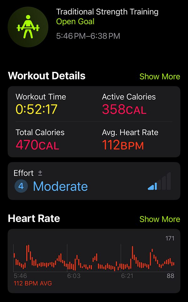 The image displays a fitness tracking interface showing workout details and heart rate data.