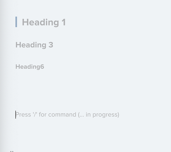 The image displays a text editor interface with various heading styles and a command prompt.