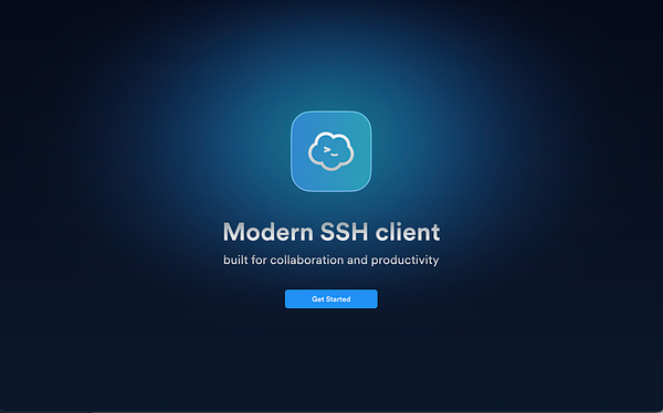 Screenshot of the Termius application interface on a MacBook showing a terminal session with a welcome message.