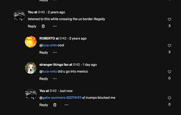 Screenshot of YouTube comments reacting humorously and critically to an earrape Mexican song from two years ago.
