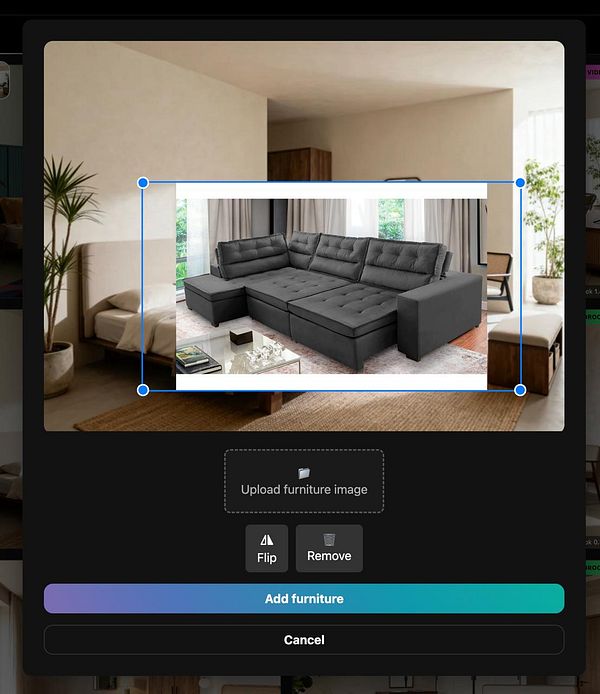 Comparison of three images showing different interior scenes generated by AI with varying styles and furniture arrangements.