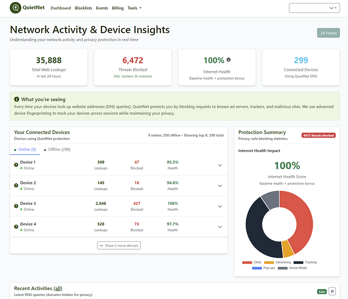 QuietNet - is like a filter for the internet.