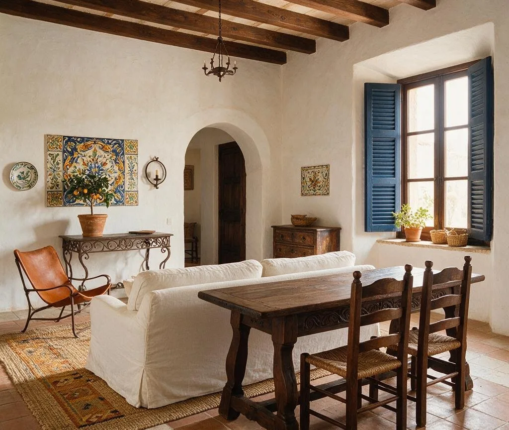 A living room in the Mediterranean style