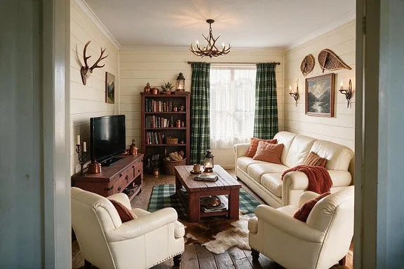 A Rustic living room in the Autumn Lodge palette