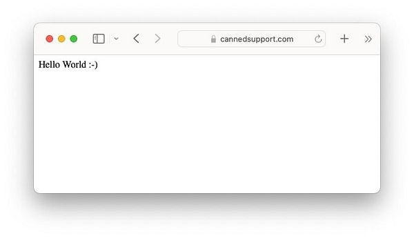 A web browser window displaying a simple message.