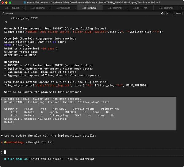 Screenshot of a database interface displaying a list of entries with various attributes including Name and Id in a table.