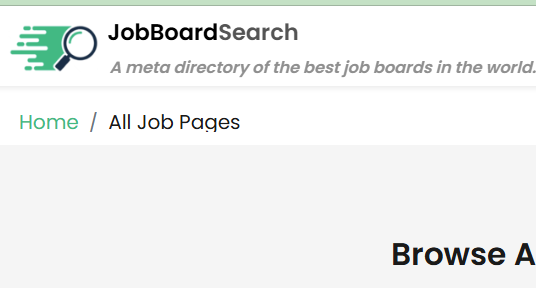 Screenshot of a job board web page showing categories but missing logos for each category.