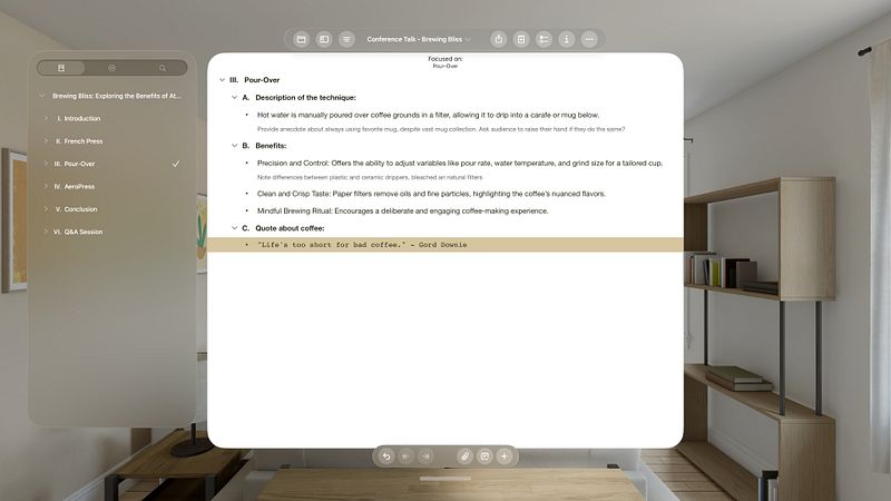 Screenshot of OmniOutliner 6