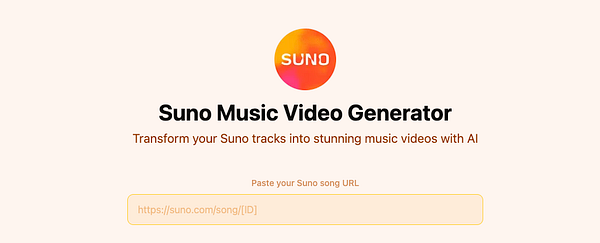The image displays a user interface for the Suno Music Video Generator.