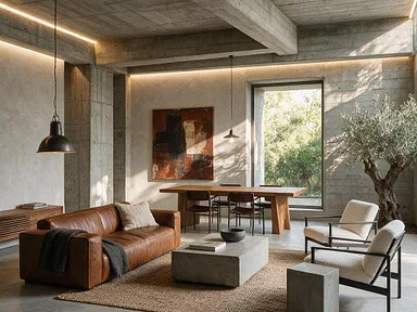 A room in the Brutalist style