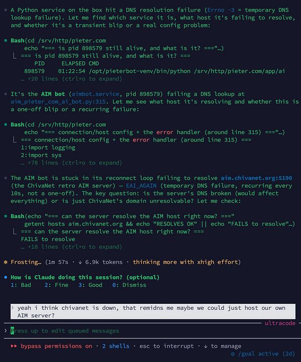 Screenshot of the Pidgin instant messaging client interface with an ongoing AIM chat window.