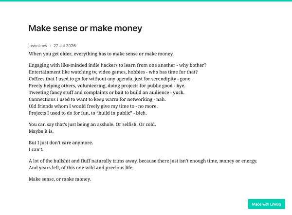 A colorful infographic comparing 'Make Sense' and 'Make Money' qualities in business ventures with a key message and illustrations.