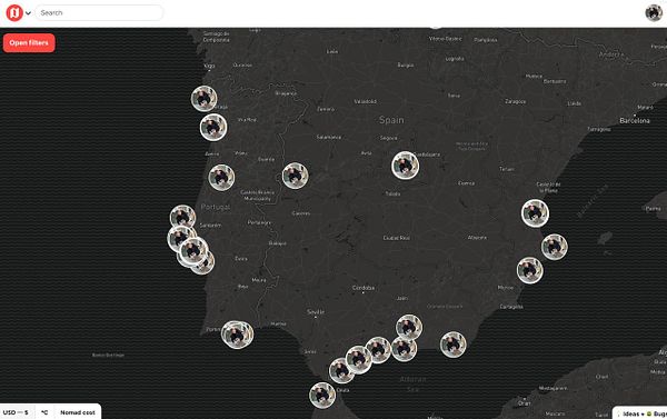 A map displaying member locations in Spain and Portugal with profile pictures.