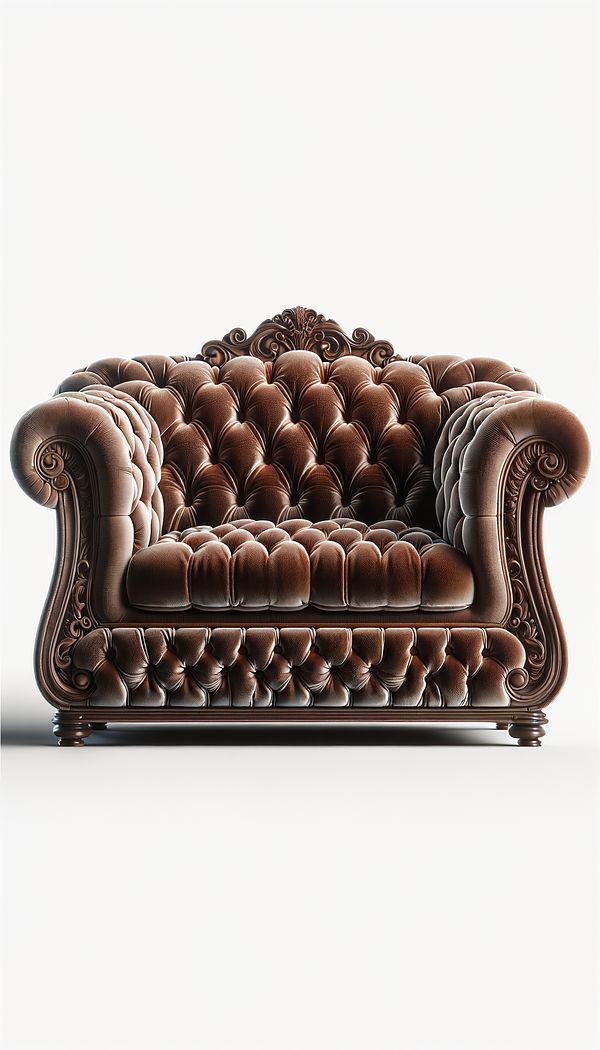 An elegant velvet sofa featuring deep, button tufted patterns on its backrest and seating area, demonstrating the luxurious effect of inner tufting.