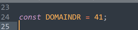 A code snippet showing a constant variable declaration in a programming environment.