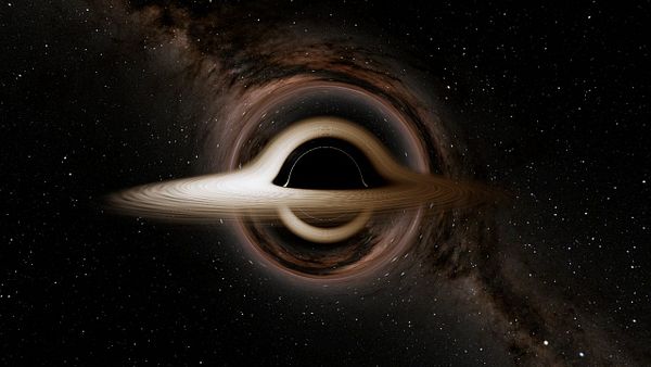 Highly detailed and realistic depiction of a black hole with accretion disk in space.
