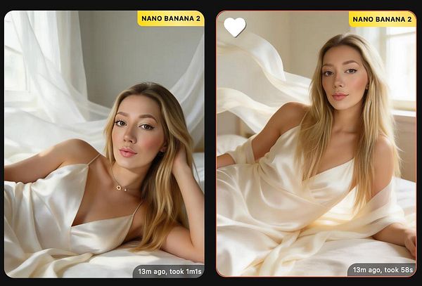 Screenshot of a mobile photo gallery app showing photos with a red permanent heart icon beneath the saved photo.