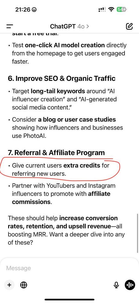 The image displays a screenshot of a task list related to improving a business strategy for PhotoAI.