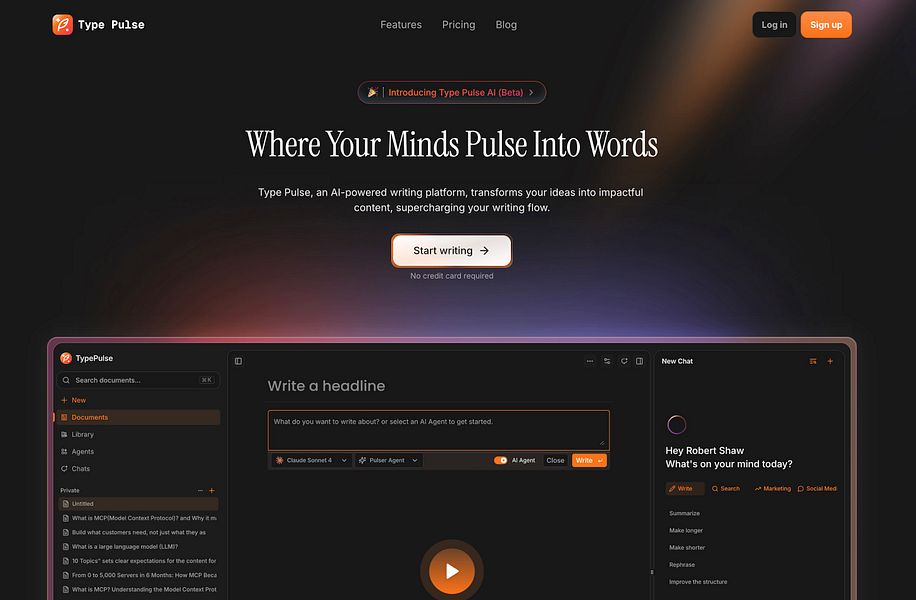 Type Pulse: Type Pulse is an AI-powered writing platform | BetaList