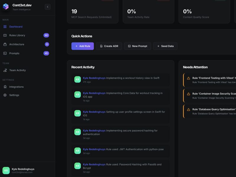 Cont3xt.dev: Universal team knowledge base for AI coding | BetaList