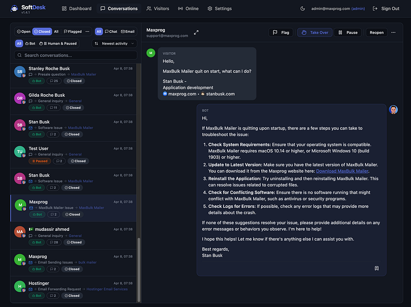 SoftDesk – Deploy an AI agent that learns your product and answers instantly visual 3