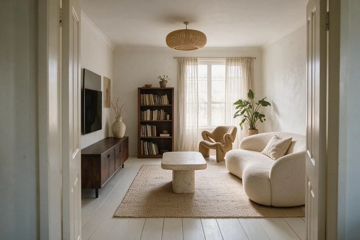 The same living room in the Organic Modern style