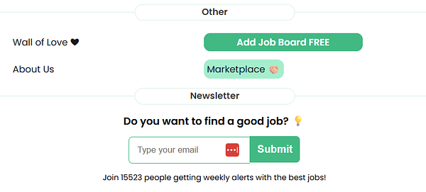 The image displays a section of a website's side menu and newsletter subscription area.