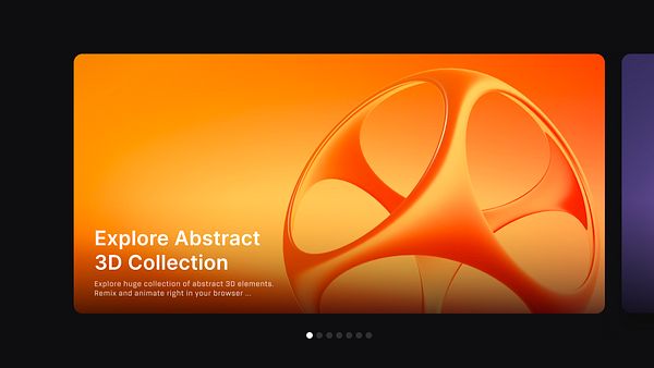 A vibrant promotional graphic for an abstract 3D collection featuring a striking orange background and a 3D shape.