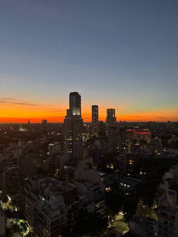 A stunning sunset view over the cityscape of Buenos Aires.