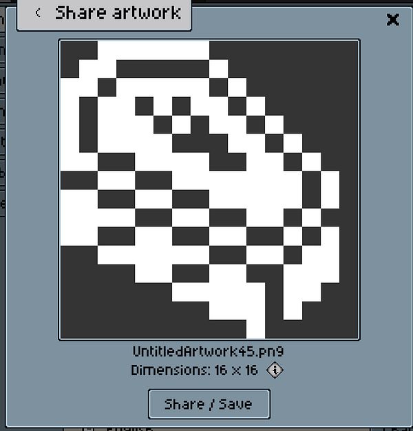 A pixel art representation of a meat item displayed in a sharing interface.