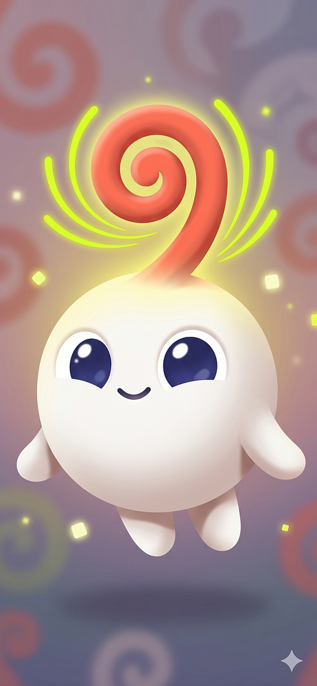 A digital illustration of a cheerful green mascot character standing beside a green plant sprout and a smiling human figure, representing the new Koru mascot celebration.